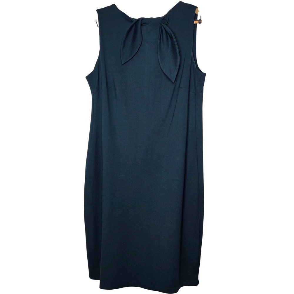 Eloquii Womens Plus Size 20 Teal Blue Bow Neck Sleeveless Ponte Shift Dress 6258